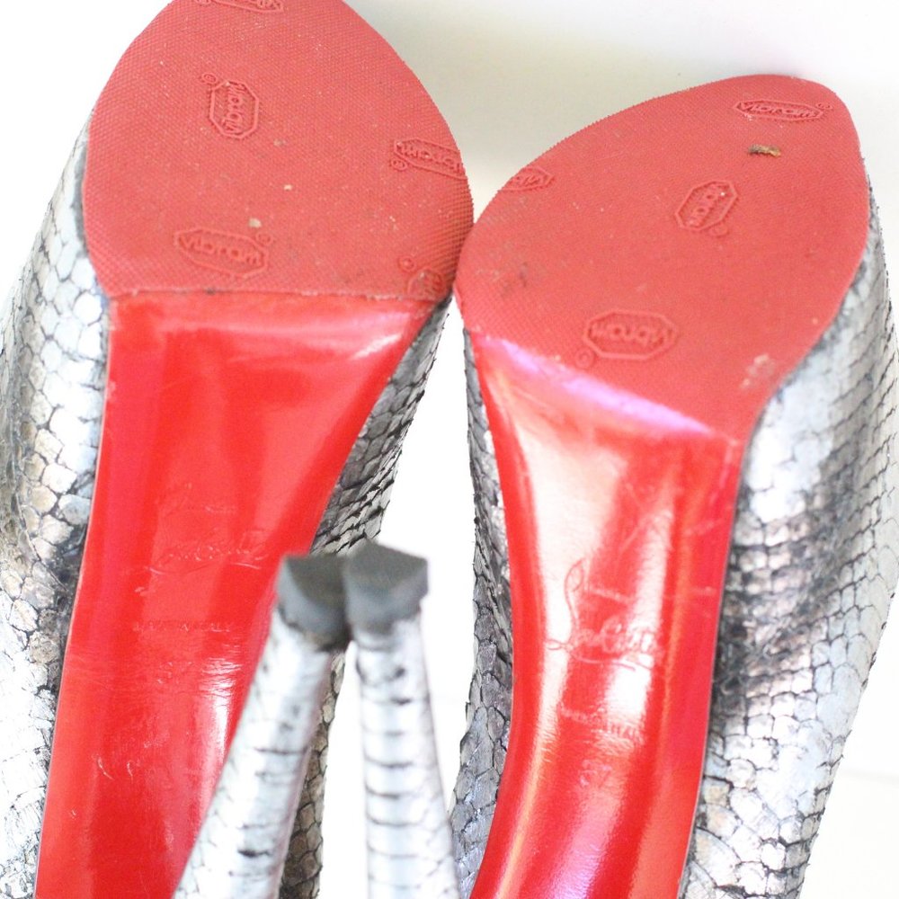 Christian Louboutin Silver Daffodile Python Platfo - image 8